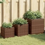 vidaXL Jardinières d'extérieur 3 Pièces marron résine tressée