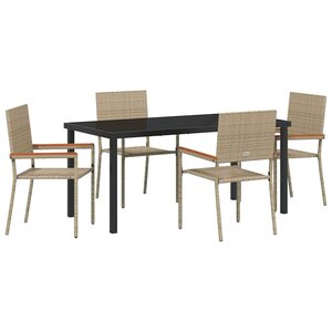 vidaXL Ensemble de salle à manger pour jardin 5 Pièces Beige polyrotin