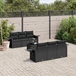 vidaXL Salon de jardin 7 Pièces avec coussins noir résine tressée