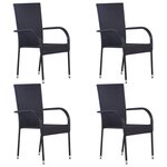 vidaXL Chaises empilables d'extérieur lot de 4 Résine tressée Noir