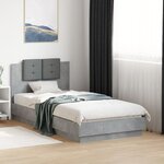 vidaXL Cadre de lit tête de lit et lumières LED gris béton 75x190 cm