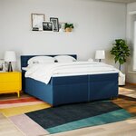 vidaXL Sommier à lattes de lit avec matelas Bleu 200x200 cm Tissu