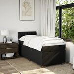 vidaXL Sommier à lattes de lit avec matelas Noir 100x200 cm Tissu