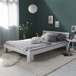 Lit double avec matelas sommier à lattes 120x200 blanc