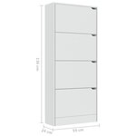 vidaXL Armoire à chaussures 4 portes Blanc 59x24x136 cm Aggloméré