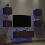 vidaXL Meuble TV muraux 5 Pièces avec lumières LED chêne marron