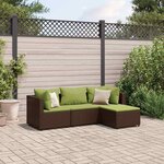 vidaXL Salon de jardin 4 Pièces avec coussins Marron Résine tressée