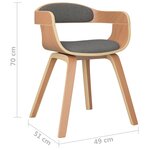 vidaXL Chaise de salle à manger 6 Pièces gris clair bois courbé et tissu