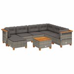 vidaXL Salon de jardin 8 Pièces avec coussins gris résine tressée