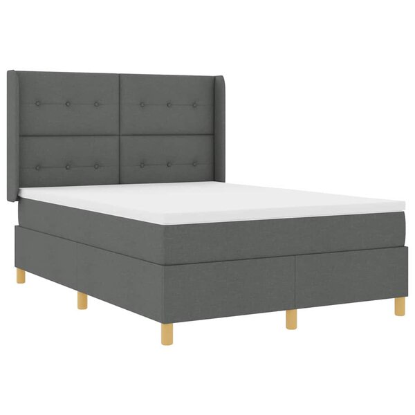 vidaXL Lit à ressorts avec bandes LED Gris 140 x 200 cm tissu