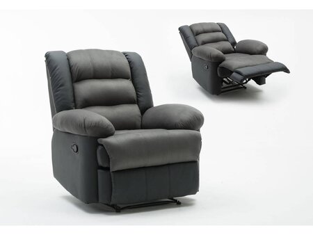 Fauteuil relax "Buckingham" - 85 x 93 x 100 cm - Noir / Gris foncé