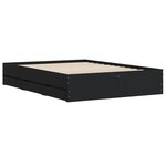vidaXL Cadre de lit et tiroirs noir 120x190 cm bois d'ingénierie