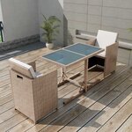 vidaXL Ensemble de bistro 3 Pièces avec coussins résine tressée beige