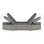 vidaXL Chaise longue à 2 places avec coussins Résine tressée Gris