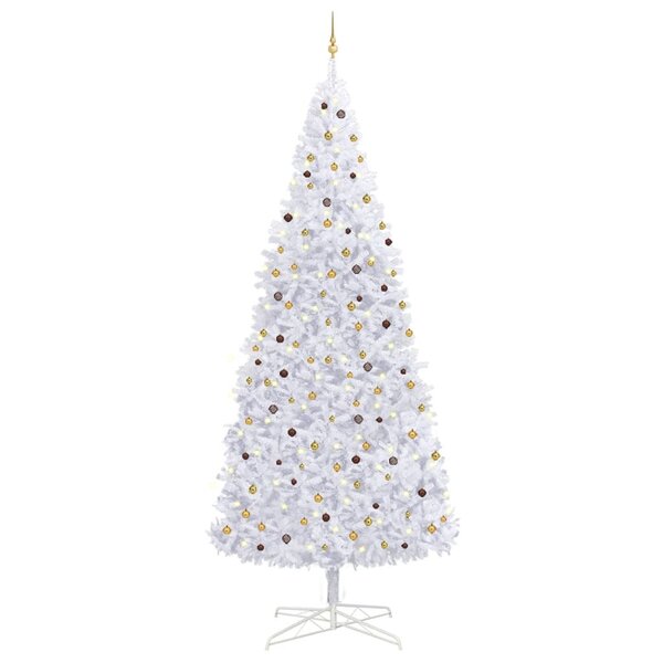 vidaXL Arbre de Noël artificiel pré-éclairé et boules 400 cm blanc
