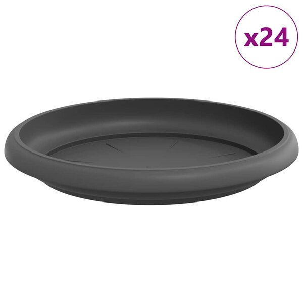 vidaXL Plateau à fleurs rond 24 Pièces Noir Ø 14 x 2 cm Plastique