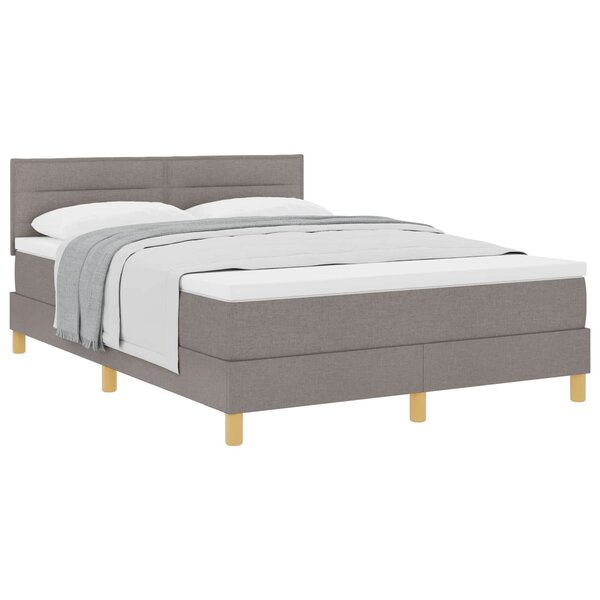 vidaXL Lit à ressorts avec coussin Taupe 140 x 200 cm tissu