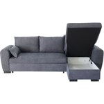 Canapé d'angle convertible réversible MAX - Méridienne avec coffre - Tissu gris foncé - 240 x 143 x 85 cm