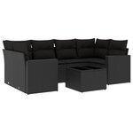 vidaXL Salon de jardin 7 Pièces avec coussins noir résine tressée
