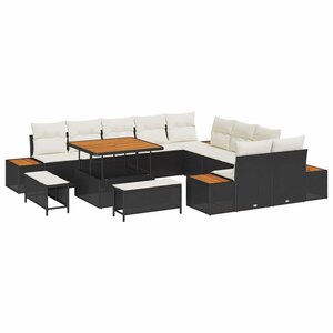 vidaXL Ensemble de canapé de jardin avec coussin Noir Poly rotin