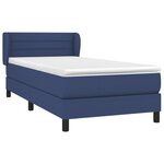 vidaXL Sommier à lattes de lit avec matelas Bleu 90x200 cm Tissu
