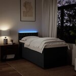 vidaXL Sommier à lattes de lit avec matelas Noir 90x190 cm Tissu