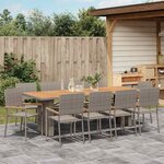 vidaXL Ensemble de salle à manger pour jardin 11 Pièces Gris polyrotin