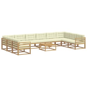 vidaXL Ensemble de canapés d'extérieur 11 Pièces Blanc et crème