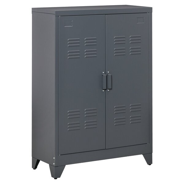 Armoire de bureau 75 x 33 x 110 cm rangement modulable étagères réglables style industriel en métal gris anthracite 21_0002842