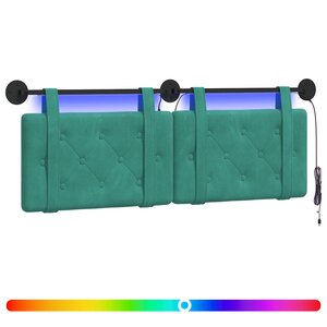 vidaXL Tête de lit suspendue Avec lumière LED Turquoise Velours