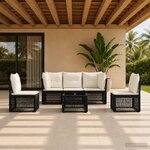 vidaXL Ensemble de canapé de jardin 6 pc Noir polyrotin