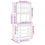 vidaXL Buffet haut VIGO gris 80x40x176 cm bois massif de pin