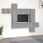 vidaXL Ensemble de meubles TV 10 Pièces Sonoma gris Bois d'ingénierie