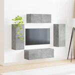 vidaXL Ensemble meuble TV 4 Pièces Gris béton Bois d'ingénierie
