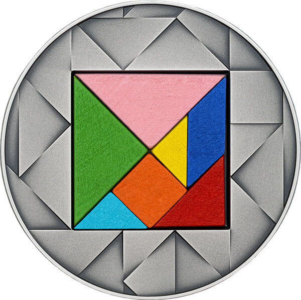 Monnaie en argent 5 dollars g 62.2 (2 oz) millésime 2023 tangram puzzle 2