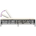 vidaXL Chaise longue avec coussin noir résine tressée