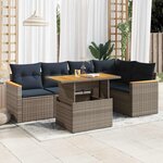 vidaXL Salon de jardin 6 Pièces avec coussins gris résine tressée