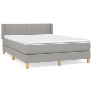 vidaXL Sommier à lattes de lit avec matelas Gris clair 140x190cm Tissu