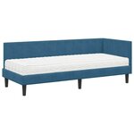 vidaXL Cadre de lit d'angle avec matelas 2 Pièces Bleu Velours