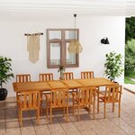 vidaXL Ensemble à manger de jardin 9 Pièces Bois de teck massif