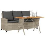 vidaXL Canapé de jardin 3places coussins et table gris clair polyrotin