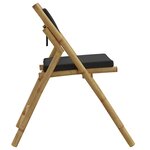 vidaXL Chaises de bistro pliantes lot de 2 coussins gris foncé bambou