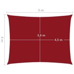 vidaXL Voile de parasol Tissu Oxford rectangulaire 4x5 m Rouge