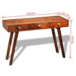 vidaXL Table console avec 3 tiroirs 76 cm Bois massif