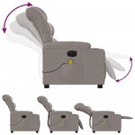 vidaXL Fauteuil de massage inclinable électrique Taupe Tissu