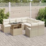 vidaXL Ensemble de canapé de jardin 9 Pièces Beige polyrotin
