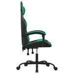 vidaXL Chaise de jeu pivotante Noir et vert Similicuir