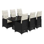 vidaXL Ensemble de bistro de jardin 7 Pièces coussins noir poly rotin