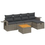 vidaXL Salon de jardin 6 Pièces avec coussins gris résine tressée