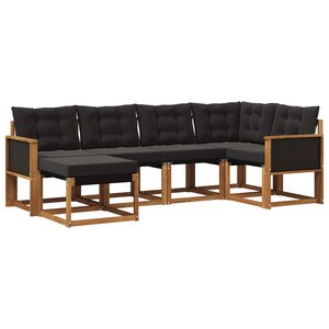 vidaXL Ensemble de canapés d'extérieur 6 pc Naturel et noir